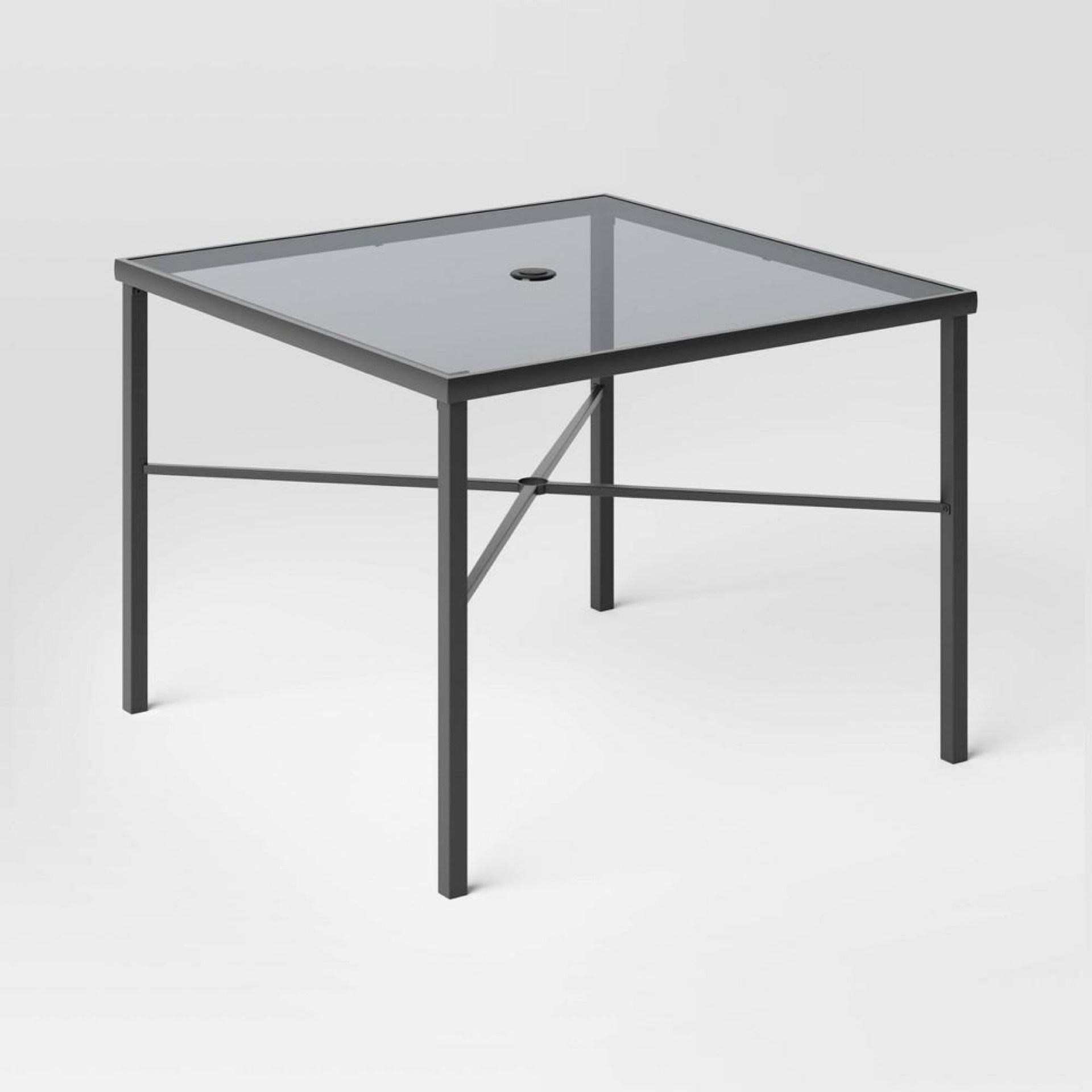 square glass table and 4 chairs